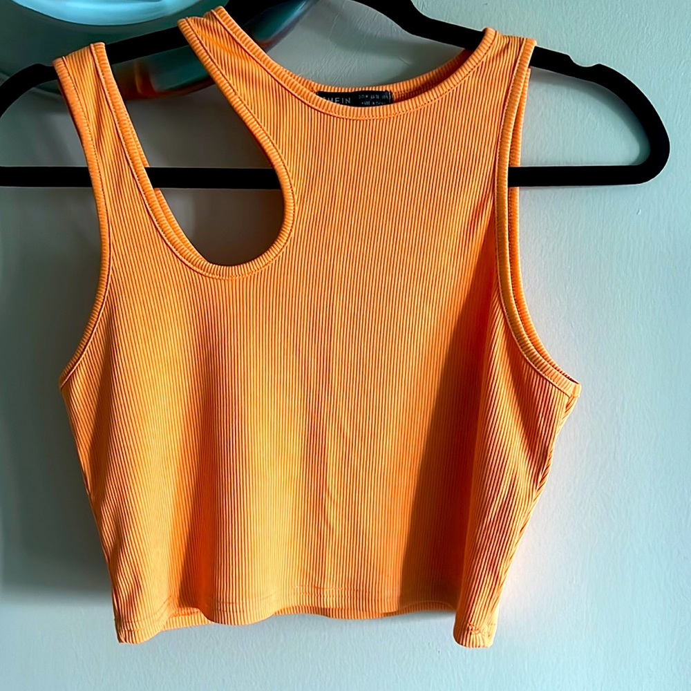 Neon Orange Cut Out Crop Top